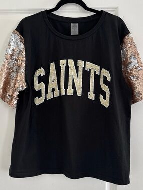 Women’s Saints Sequin Shirt | Size Large